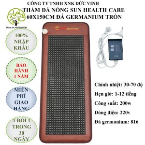 Thảm đá nóng Hàn Quốc Sun Health Care kích thước 60x150 đá tròn đen