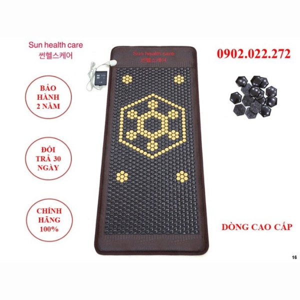 Thảm đá nóng Hàn Quốc cao cấp Sun Health Care kích thước 80x190 đá lục giác + sóng