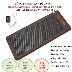 Thảm đá nóng Hàn Quốc Sun Health Care kích thước 80x190 đá lục giác kèm laser