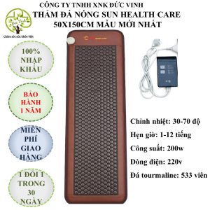 Thảm đá nóng Hàn Quốc Sun Health Care kích thước 50x150 đá lục giác (Mẫu mới)