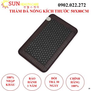 Thảm nhiệt đá nóng Hàn Quốc Sun Health Care kích thước 50x80 đá lục giác đen