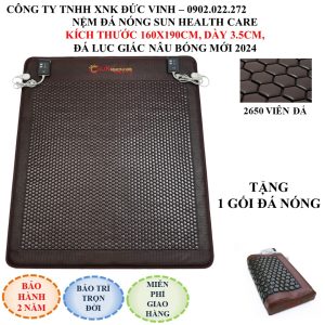 Thảm đá nóng Hàn Quốc Sun Health Care kích thước 160x190 đá lục giác mới