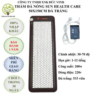 Thảm đá nóng đá trắng Sun Health Care kích thước 50x150 đá lục giác