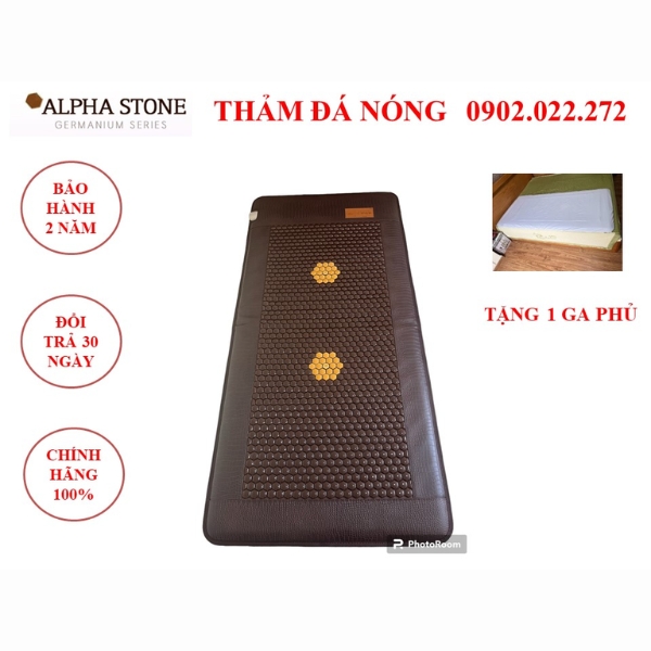 Thảm đá nóng Hàn Quốc Alpha Stone kích thước 90x190 đá lục giác