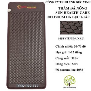 Thảm đá nóng Hàn Quốc Sun Health Care kích thước 80x190 đá lục giác nâu - Mẫu mới nhất