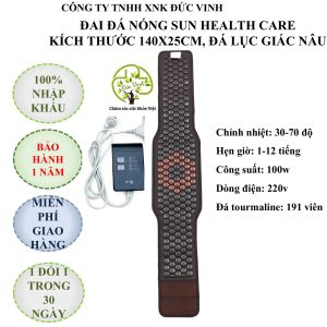 Đai đá nóng Hàn Quốc Sun Health Care đá lục giác tourmaline nâu bóng mới